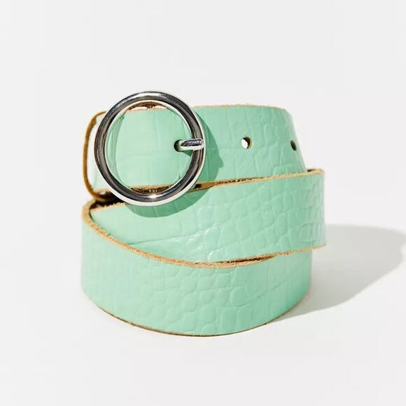 Urban Outfitters Croc Circle Belt Sea Green 100% Genuine Leather Size Medium - Picture 7 of 9